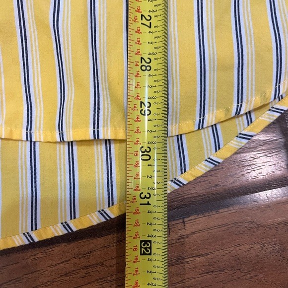 Chaps Easy Care men’s yellow striped button down long sleeve shirt chest pocket - Picture 6 of 12